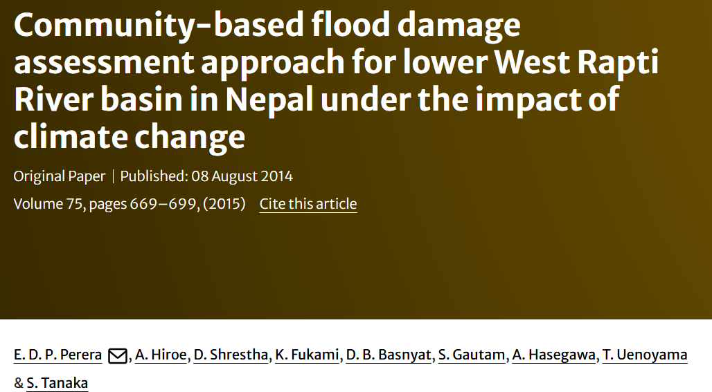 Community-based flood damage assessment approach for lower West Rapti River basin in Nepal under the impact of climate change, Natural Hazards, 75: 669–699.
