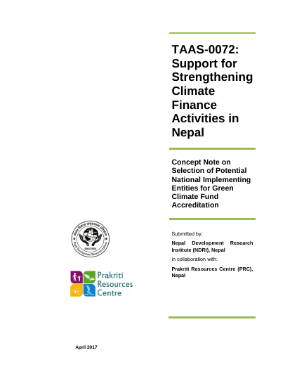 Support for Strengthening Climate Finance Activities in Nepal