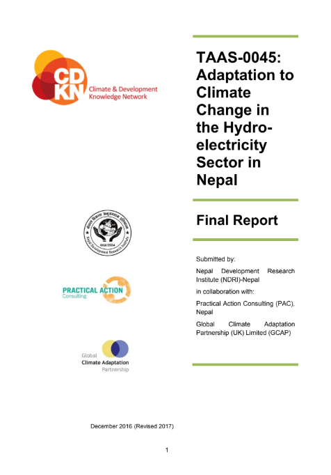 TAAS-0045: Adaptation to Climate Change in the Hydro- electricity  Sector in Nepal