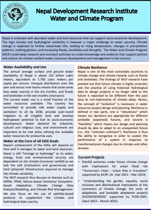 Water and Climate Program 2 Pager